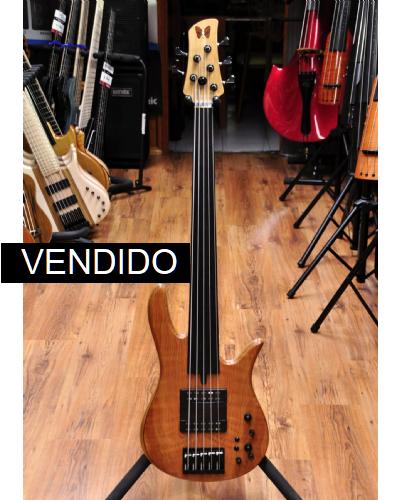 Fodera Monarch Std Special Doctorbass Edition Fretless Ebony Board 5 string 19mm spacing-Oak Neck-Figured Redwood top